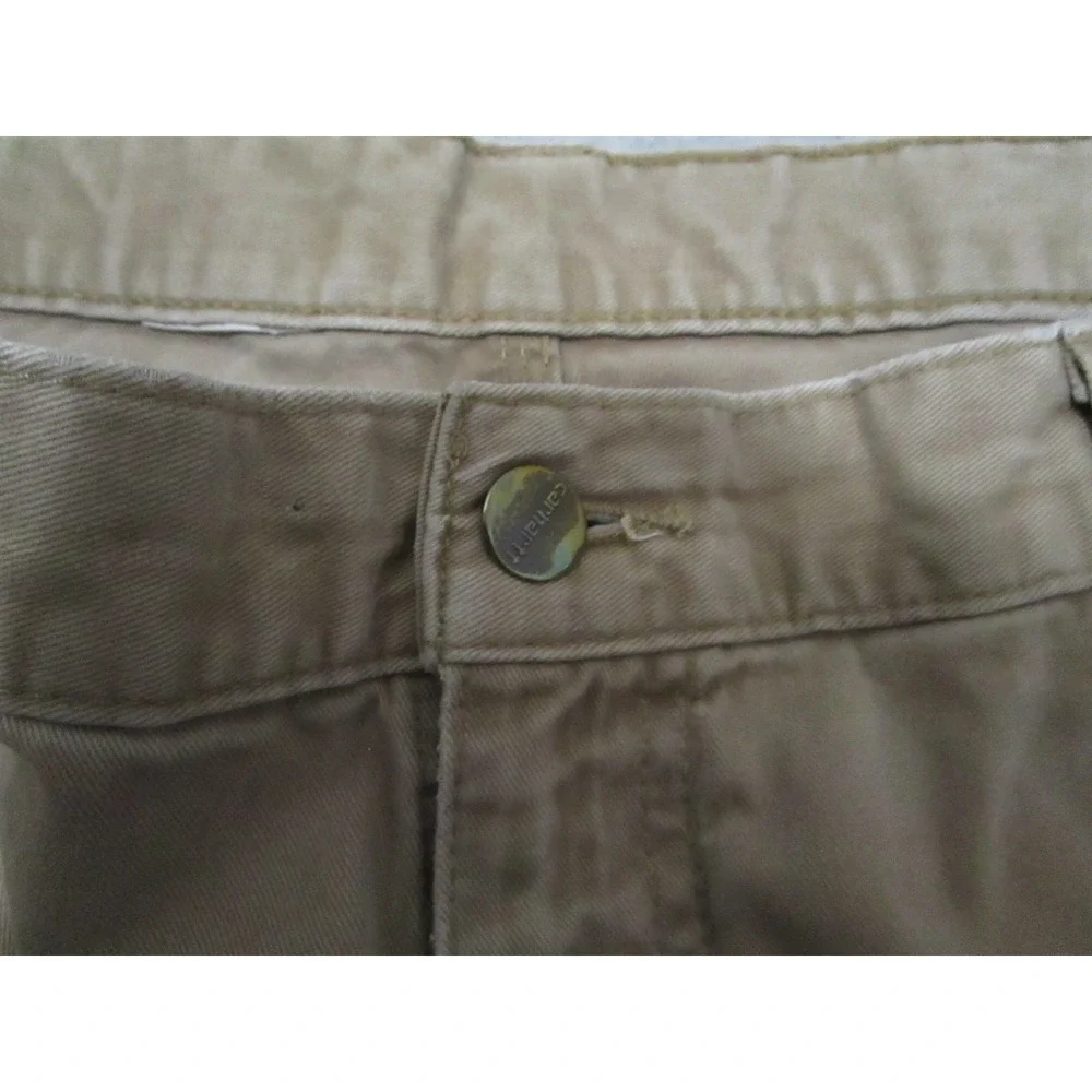 Carhartt Pants Mens 36 Khaki Carpenter‎ Workwear Denim Relaxed Fit Distressed